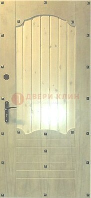 Белая железная дверь с евровагонкой ДЕ-9 в Электростали