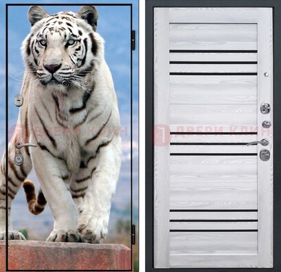 Стальная дверь с фотопечатью тигра ДФ-12 в Электростали