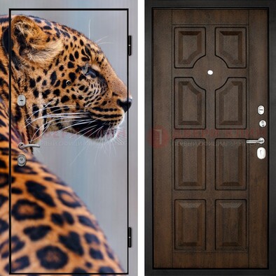Металлическая дверь с фотопечатью леопарда ДФ-26 в Электростали