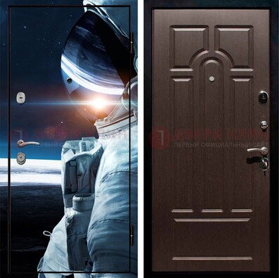 Синяя стальная дверь с фотопечатью ДФ-4 в Электростали