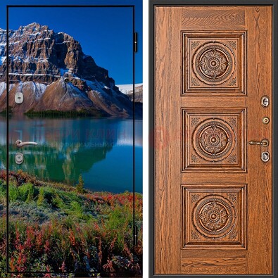 Входная дверь с фотопечатью озера и гор ДФ-6 в Электростали