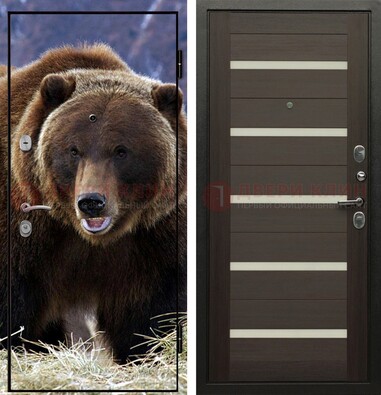 Железная дверь с фотопечатью медведя ДФ-7 в Электростали