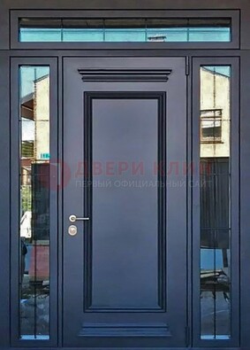 Черная металлическая дверь с фрамугой и филенкой ДФГ-19 в Электростали