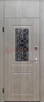 Металлическая дверь Винорит стекло и ковка с фрамугой ДФГ-33 в Электростали