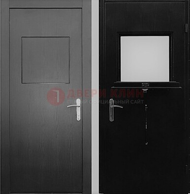 Черная стальная дверь в кассу ламинат внутри ДКС-3 в Электростали