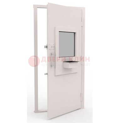 Белая металлическая дверь в кассу с нитроэмалью ДКС-4 в Электростали