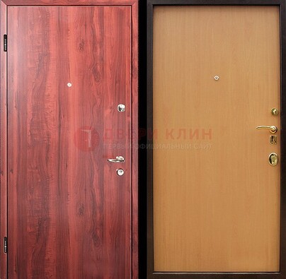 Красная железная дверь с ламинатом ДЛ-3 в Электростали