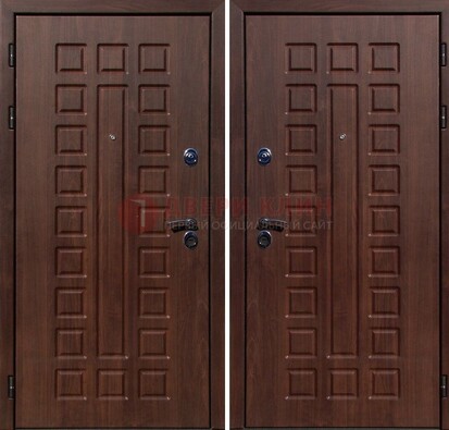 Коричневая железная дверь с МДФ снаружи ДМ-113 в Электростали