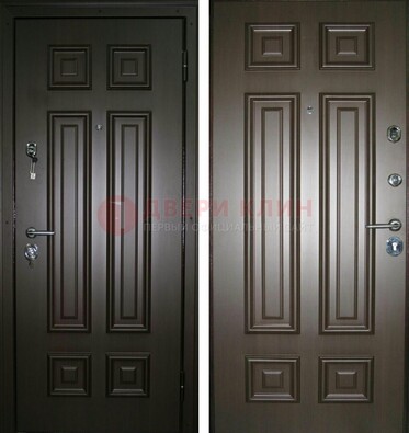 Темная металлическая дверь с МДФ ДМ-136 в квартиру в Электростали
