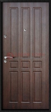Темная железная дверь с МДФ ДМ-141 в панельный дом в Электростали