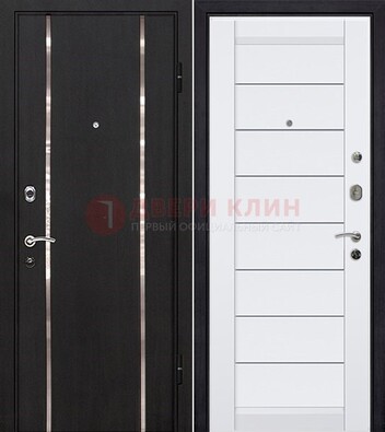Черная входная дверь с МДФ и декоративными вставками ДМ-143 в Электростали