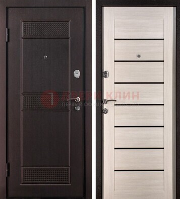 Темная стальная дверь с МДФ ДМ-147 для улицы в Электростали