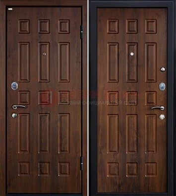 Коричневая металлическая дверь с МДФ ДМ-156 для квартиры в Электростали
