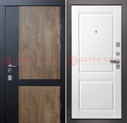 Черно-коричневая входная дверь с терморазрывом и МДФ ДМ-192 в Электростали