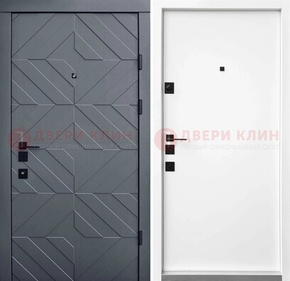 Темная уличная дверь с филенчатой МДФ внутри ДМ-205 в Электростали