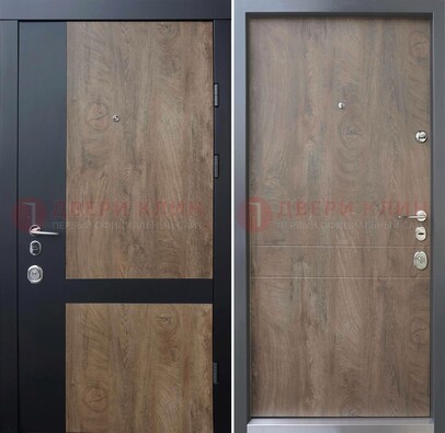 Темная стальная дверь с филенчатой МДФ Беленый дуб ДМ-206 в Электростали