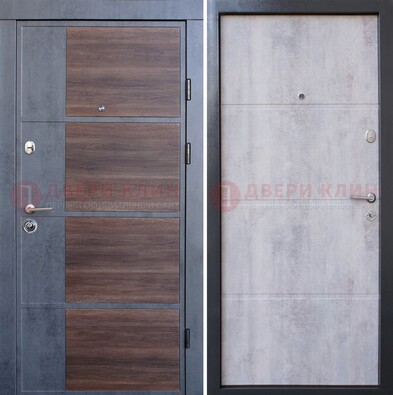 Темная железная филенчатая дверь с терморазрывом и МДФ ДМ-211 в Электростали