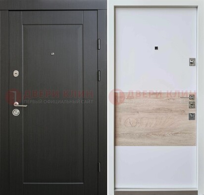 Черная металлическая дверь с белой МДФ внутри ДМ-230 в Электростали