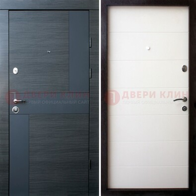 Черная стальная дверь c МДФ в молочном цвете ДМ-235 в Электростали