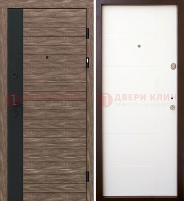 Коричневая входная дверь с черной вставкой МДФ ДМ-239 в Электростали