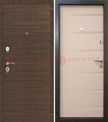 Светлая железная дверь c фрезерованной МДФ ДМ-248 в Электростали
