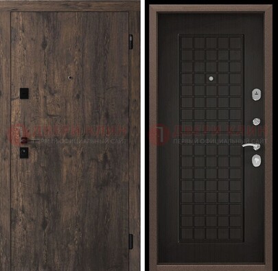 Металлическая коричневая дверь с МДФ темным внутри ДМ-286 в Электростали