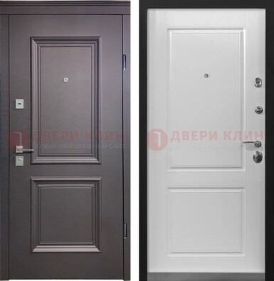 Железная коричневая дверь с филенчатой МДФ Беленый дуб ДМ-290 в Электростали
