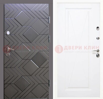 Железная серая дверь с МДФ в белом цвете ДМ-314 в Электростали