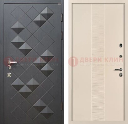 Темная металлическая дверь с МДФ в цвете Махагон ДМ-319 в Электростали