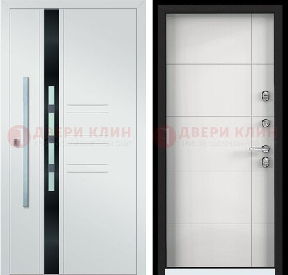 Металлическая дверь в белом цвете с МДФ ДМ-323 в Электростали