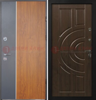 Стальная серая с коричневым дверь МДФ ДМ-331 в Электростали