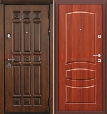 Темная металлическая дверь с МДФ и узором ДМ-364 в Электростали