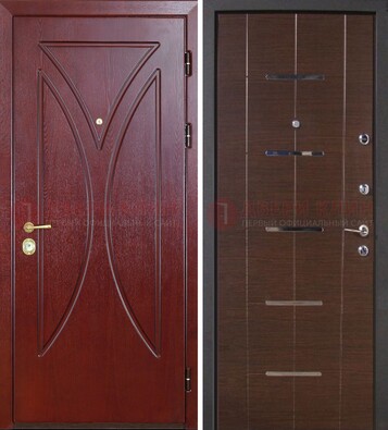 Темно-красная железная дверь с МДФ ДМ-370 в Электростали