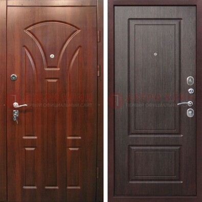 Темная железная дверь с коричневыми МДФ ДМ-376 в Электростали