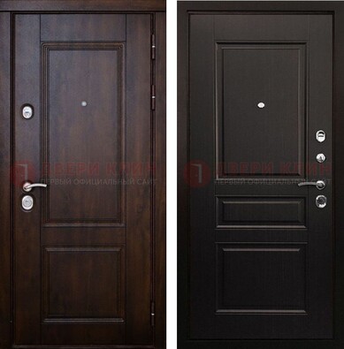 Классическая железная дверь с темными МДФ панелями ДМ-390 в Электростали