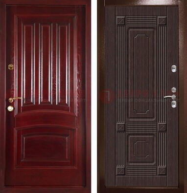 Красная стальная дверь с филенчатой МДФ ДМ-398 в Электростали