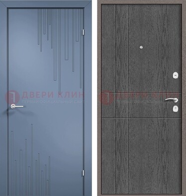 Синяя металлическая дверь МДФ в квартиру ДМ-434 в Электростали
