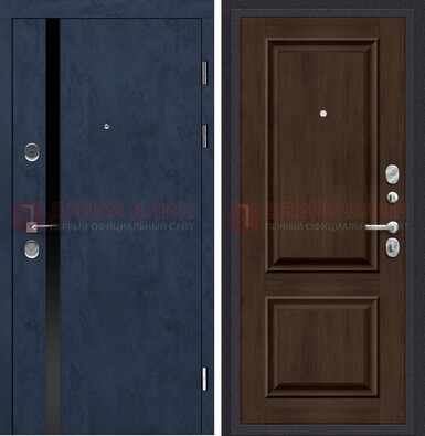 Синяя входная дверь МДФ с обеих сторон ДМ-473 в Электростали