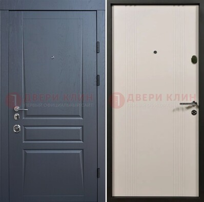 Темно-серая стальная дверь с МДФ хайтек ДМ-481 в Электростали