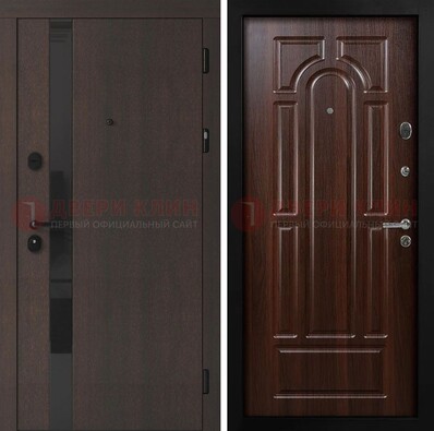 Темная входная дверь с МДФ панелями в квартиру ДМ-499 в Электростали