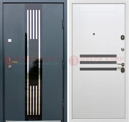 Темная квартирная дверь с разными МДФ ДМ-504 в Электростали