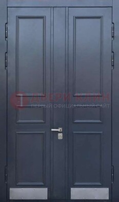 Черная двухстворчатая дверь для улицы с МДФ ДМ-535 в Электростали