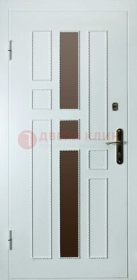 Белая стальная дверь с МДФ и декоративными вставками ДМ-62 в Электростали