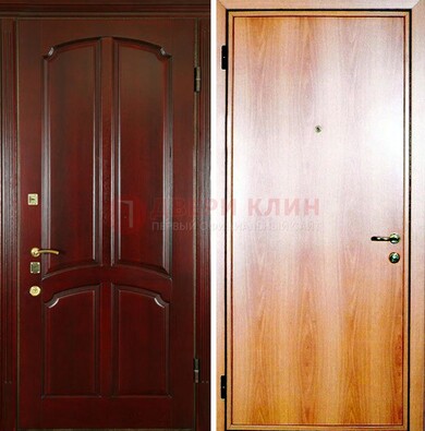 Темная железная дверь с массивом дуба ДМД-13 в Электростали