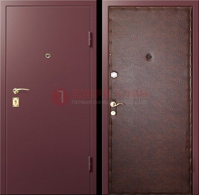 Бордовая железная дверь с нитроэмалью ДН-1 в Электростали