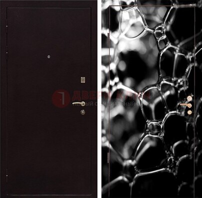 Черная стальная дверь с порошковым окрасом с фотопечатью ДП-158 в Электростали
