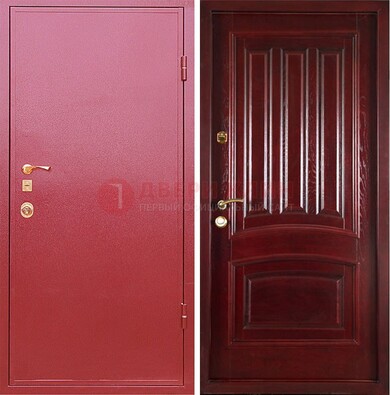 Красная металлическая дверь с порошковым напылением ДП-165 в Электростали