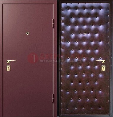 Бордовая железная дверь с порошковым напылением ДП-177 в Электростали