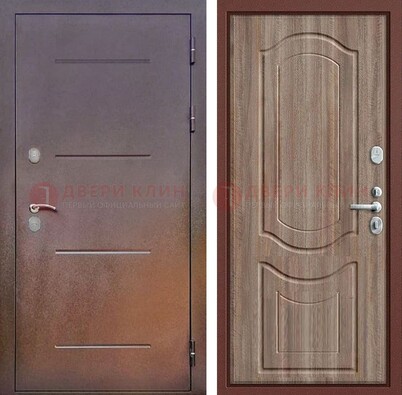 Стальная дверь с порошковым покрытием с коричневой МДФ ДП-226 в Электростали