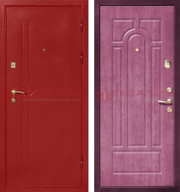 Красная входная дверь с порошковым напылением ДП-240 в Электростали